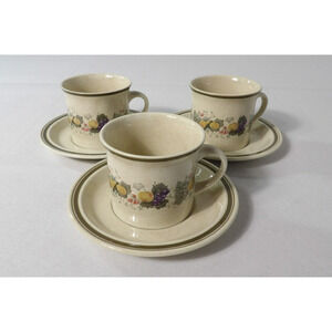 Royal Doulton Harvest Garland Cups Saucer Set of 3 Vintage 1976 Lambeth Stonewar